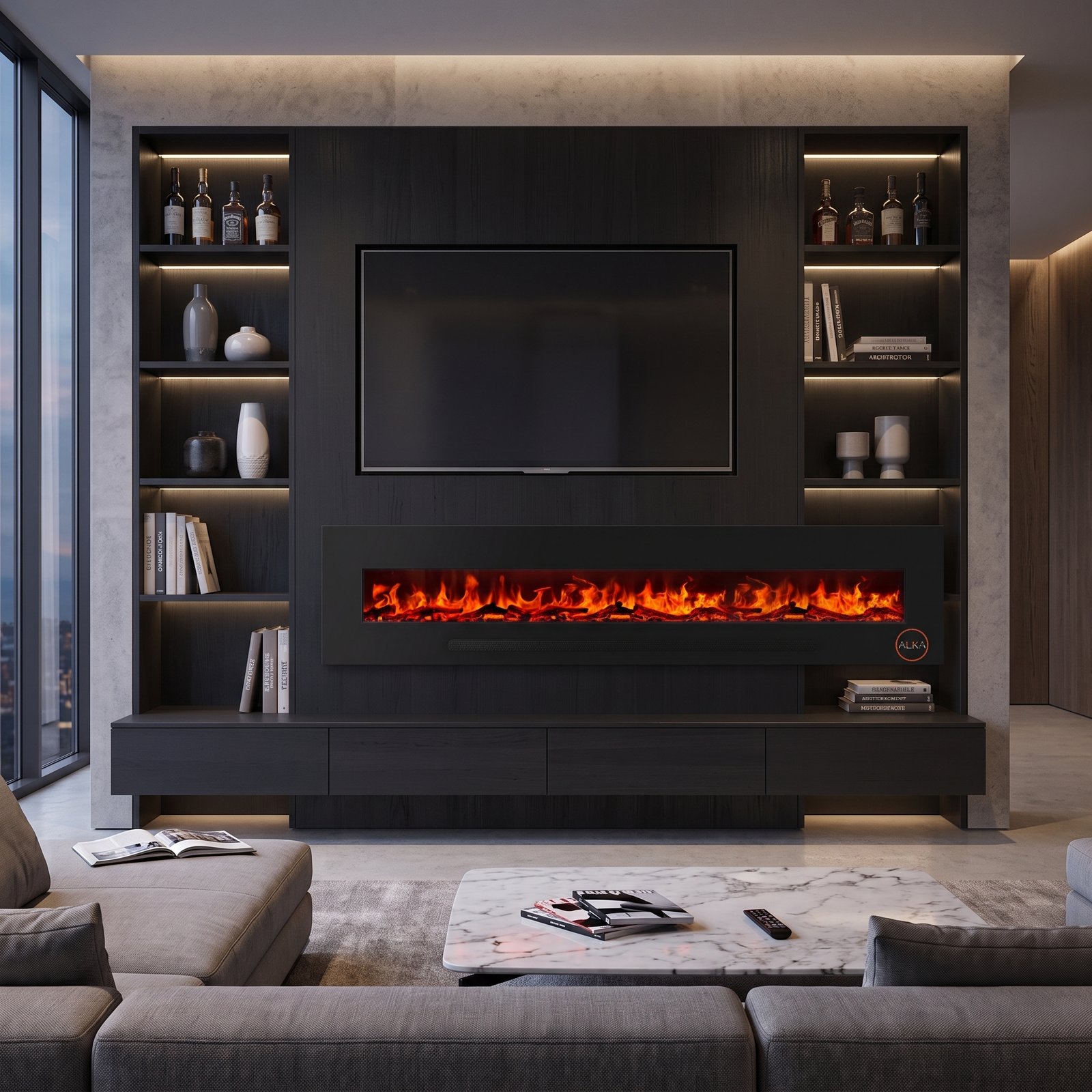 Electric Fireplaces with Heater – Black/White