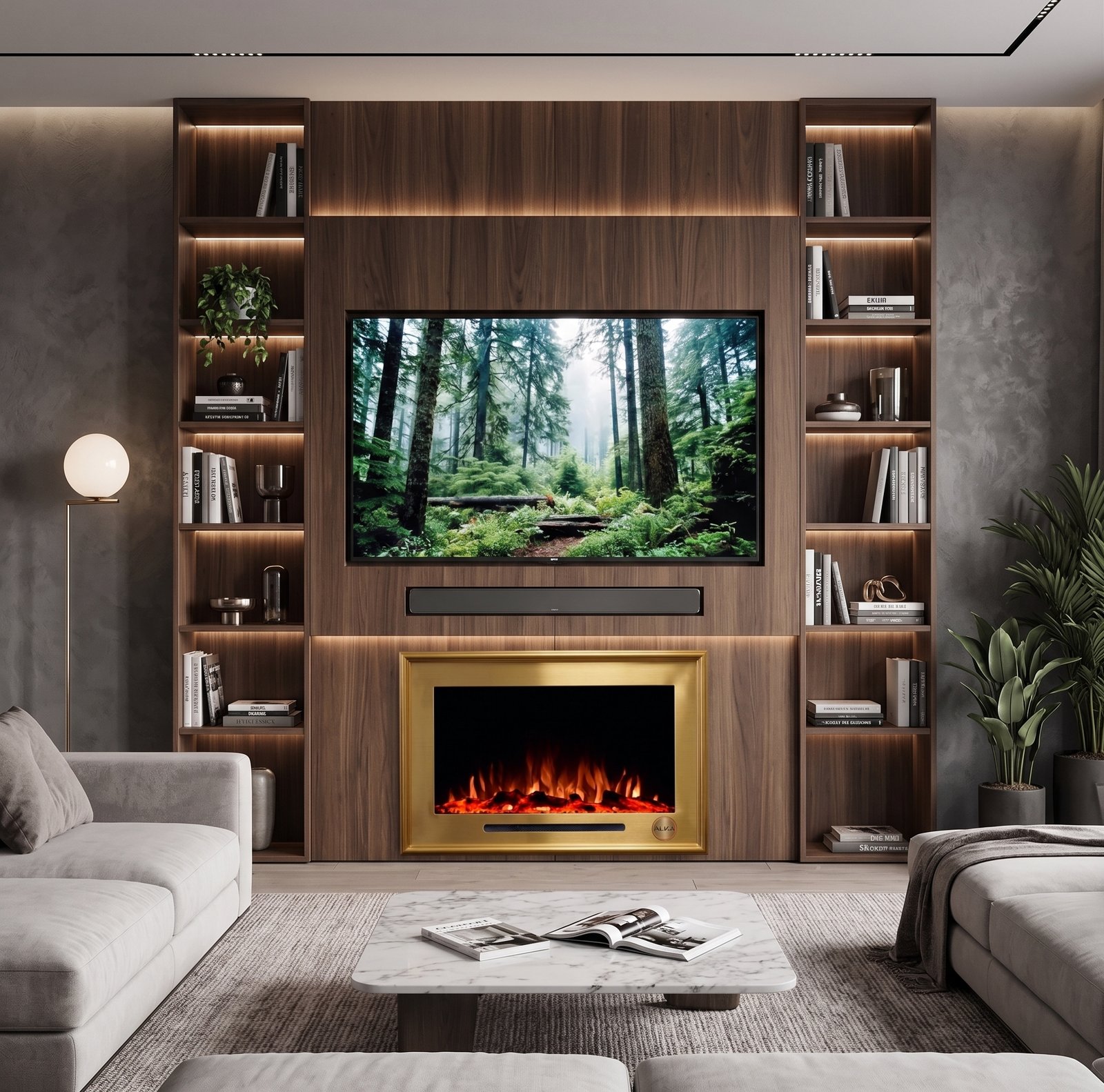 Golden Electric Fireplace
